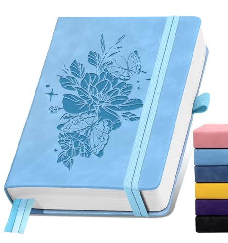 Lined Journal Notebook 365 Pages, A5 Leather Journals for Writing Women & Men, Hardcover Notebook with 100GSM Thick Paper, Daily Journal Notebook for Travel, Work, School, Note Taking, College Ruled - color: B-Blue, size: Ruled-A5