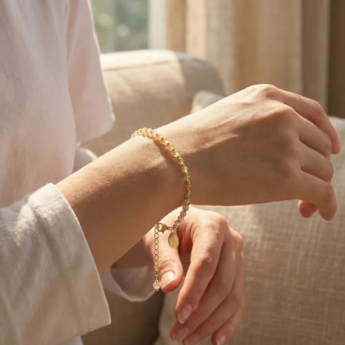 Morchic 3mm Natural Gemstone Beaded Bracelet for Women, Dainty Tiny Charm Jewelry, Adjustable 7.1-8.6" Ideal Birthday Holiday Gift