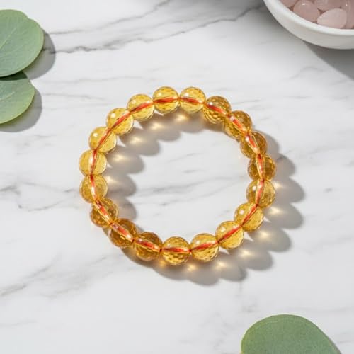 The Alchemist's Arcanum Adjustable Beaded Wrist Accessory for Men and Women, Stretch Fit Stone Bead Jewelry for Daily Wear and Gifting - color: Citrine
