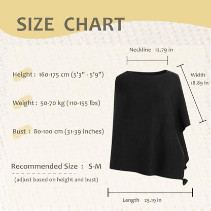 MissShorthair Knit Shawl Wraps for Women Boho Crochet Shawls Cape Open Front Cardigan - color: Black