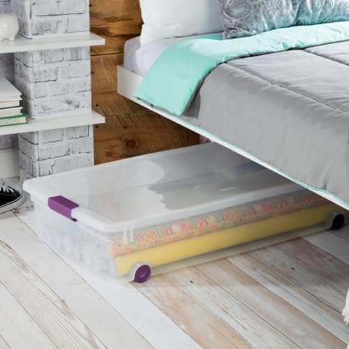 Sterilite 12-Pack ClearView Latch Box, Wheeled Underbed Organizer Bins for Home, 60 Quart - size: 12 Pack, style: 60 Quart