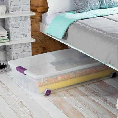 Sterilite 12-Pack ClearView Latch Box, Wheeled Underbed Organizer Bins for Home, 60 Quart - size: 12 Pack, style: 60 Quart