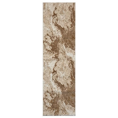 LUXE WEAVERS Marble Swirl Abstract Area Rug, Beige 2x7 - color: Beige, size: 2' x 7' (Rectangular)