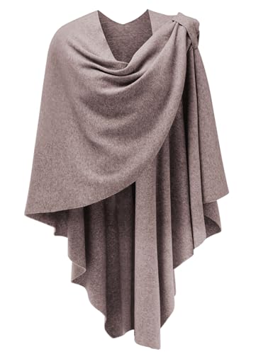 PULI Womens Large Cross Front Poncho Sweater Wrap Topper Knitted Elegant Shawls Cape for Fall Winter - color: 1-oatmeal