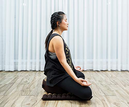 Leewadee Meditation Cushion Set – 1 Small Zafu Yoga Pillow and 1 Small Roll-Up Zabuton Mat Filled with Kapok - color: Sf10 - Brown