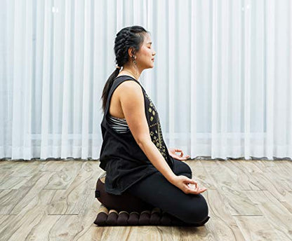 Leewadee Meditation Cushion Set – 1 Small Zafu Yoga Pillow and 1 Small Roll-Up Zabuton Mat Filled with Kapok - color: Sf10 - Brown