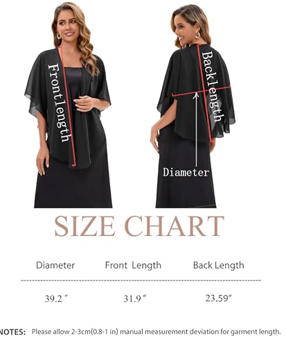 Baoqiya Chiffon Shawl Evening Scarf Shawls and Wraps for Women Wedding Party Bridal Scarves Cover Ups - color: Black