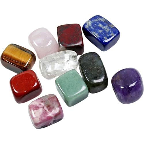 Healing Stone Set, 10pcs Natural Gemstones for Meditation Reiki, Lucky Pocket Crystals for Yoga Balancing, Stress Relief Kit