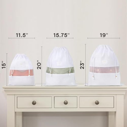 Hayden Hill Luxury Organic Cotton Dust Bags For Handbags - 3 Pack Mixed Sizes - Purse Storage, Shoe Bags and Handbag Protectors For Closet - Certified Carbon Neutral - style: Mixed Size