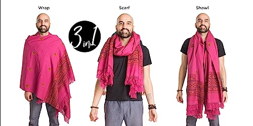 Exotic Vegan Meditation Shawl - Large Unisex Prayer Wrap, Oversize Scarf & Versatile Indian Style Blanket