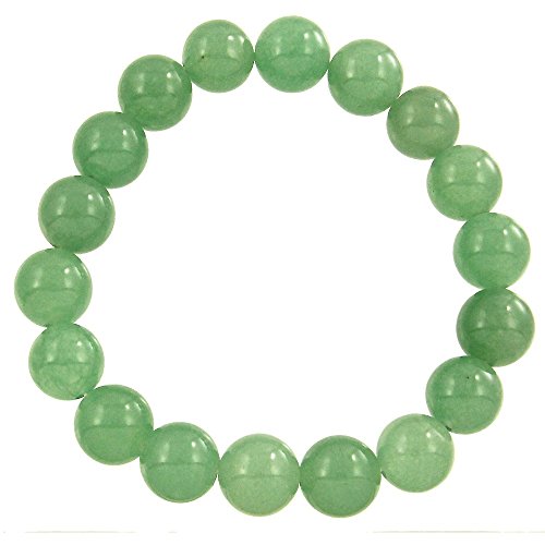 Falari 10mm Natural Semi Precious Gemstone Stretch Bracelet Unisex - color: Green Aventurine