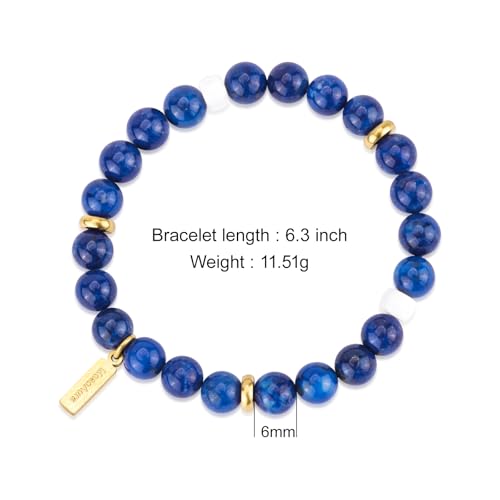 Natural Garnet Crystal Bracelet for Women & Men – Handmade Gemstone Beaded Stretch Bracelet, Polished Red Garnet Jewelry Gift, Root Chakra Stone for Confidence & Courage - color: Third Eye Chakra – Lapis Lazuli Fantasia bracelet