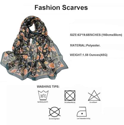 Pokeedioty Scarfs for Women Lightweight Fashion Scarves Elegant Floral Pattern Sheer Scarfs Sunscreen Shawls Wraps - color: P 066