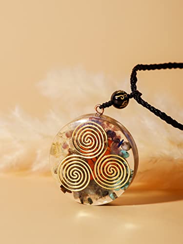 MINACHI Orgone Necklace, 7 Chakra Stone Orgonite Pendant for Spiritual Healing and Positive Energy Meditation - color: Triskelion