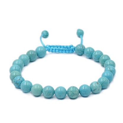 AD Beads Unisex 8mm Gemstone Bracelets Healing Macrame Adjustable 7-9 Inches || wear this healing natural gemstone bracelet help to erase your pain and fear || recover your energy||| - color: Blue Turquoise