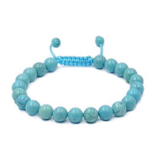 AD Beads Unisex 8mm Gemstone Bracelets Healing Macrame Adjustable 7-9 Inches || wear this healing natural gemstone bracelet help to erase your pain and fear || recover your energy||| - color: Blue Turquoise