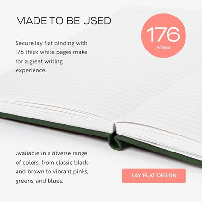 Oriole Vegan Leather Ruled Notebook - Racing Green | 176 Pages of Thick Lined Paper | Soft Touch Hardcover Journal (5 x 8 in) with Gold Foil Bird Design & Luxury Gift Box - color: Racing Green