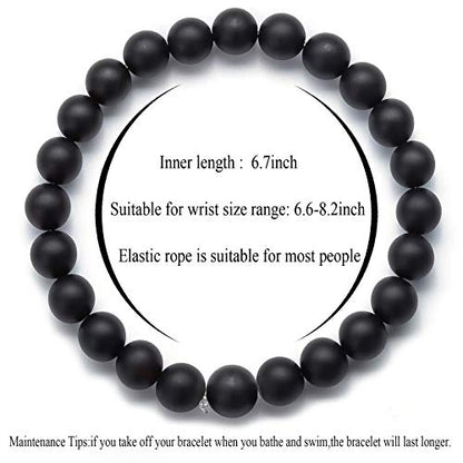 Men Women 8mm Natural Stone Lava Rock Diffuser Bracelet Elastic Yoga Agate Beads Bracelet Bangle - color: Set 2