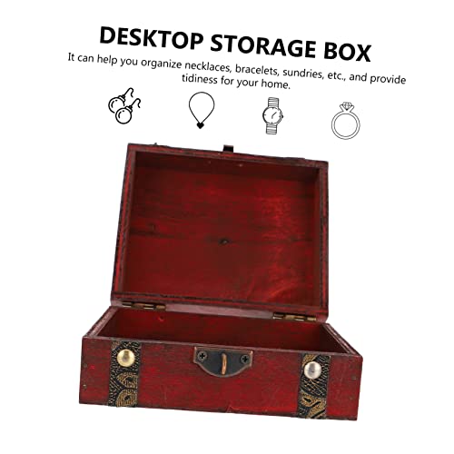 Practical Wooden Storage Box Retro Style Sundries Organizer Elegant Jewelry Box Lock