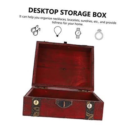 Practical Wooden Storage Box Retro Style Sundries Organizer Elegant Jewelry Box Lock