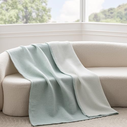 Berkshire 3-Layer Fleece Throw, Ultra Soft Lightweight Thermal Blanket with Cotton-Like Feel, All-Season Cozy Bed Cover for Couch Bed, Machine Washable(Throw Size 50" x 60", Southern Blues) - color: Southern Blues, size: Throw (50 in x 60 in)