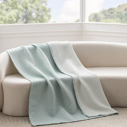 Berkshire 3-Layer Fleece Throw, Ultra Soft Lightweight Thermal Blanket with Cotton-Like Feel, All-Season Cozy Bed Cover for Couch Bed, Machine Washable(Throw Size 50" x 60", Southern Blues) - color: Southern Blues, size: Throw (50 in x 60 in)