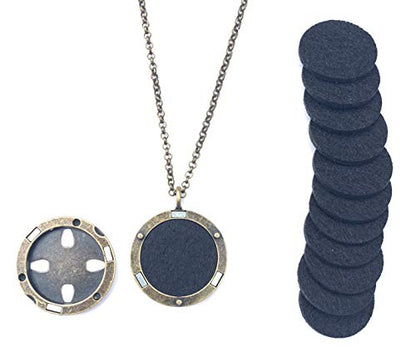 Wild Essentials Celtic Cross Aged Brass Essential Oil Diffuser Nickel Free Alloy Locket Pendant with 24 inch Black Nylon Rope, 6 Refill Pads, Customizable Perfume Jewelry for Aromatherapy - color: Bronze Celtic Cross, size: 0 Oils