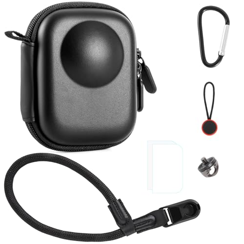 Carrying Case Compatible with DJI Osmo 360, Hard Shell EVA Storage Bag with 9H Tempered Glass Screen Protector, Wrist Strap, Carabiner and Quick Release Buckle, Portable Travel Accessories Kit