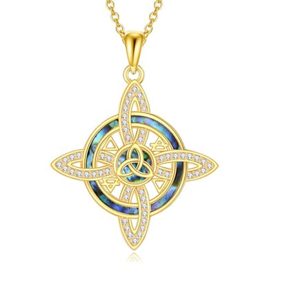 Witch Knot/Trinity/Triple Moon Necklace S925 Sterling Silver Protection Jewelry Gifts for Women - style: witch knot