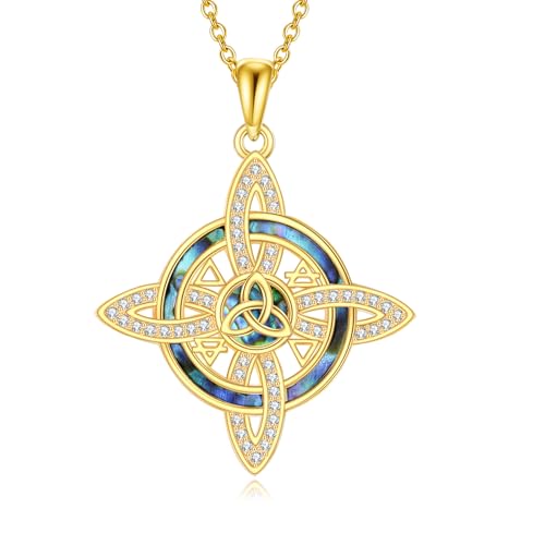 Witch Knot/Trinity/Triple Moon Necklace S925 Sterling Silver Protection Jewelry Gifts for Women - style: witch knot