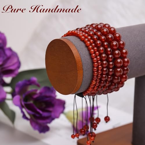 BONNY BOXX Braided Genuine Bracelet, Elegant Handcrafted Natural Gemstone Crystal Bracelet Healing Power Energy Inspirational Gifts with Card for Unisex - color: Carnelian, size: 10MM