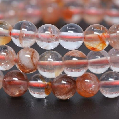 Justinstones Gem Semi Precious Gemstone 6mm Round Beads Stretch Bracelet 6.5 Inch - color: Angel Amphibole Phantom Quartz