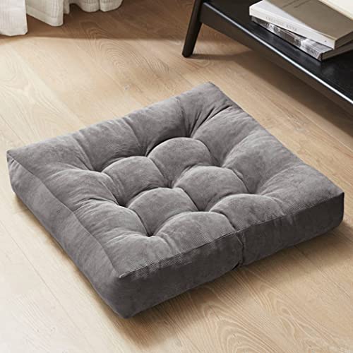 Degrees of Comfort Meditation Floor Pillow, Square Large Pillows Seating for Adults and Teens, Gray Tufted Corduroy Cushions for Yoga, Study Room, Home Office and Living Room, Grey, 22x22 Inch - color: Square | Grey | 1 Pack, size: 1 Pack