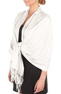 Sakkas Large Soft Silky Pashmina Shawl Wrap Scarf in Solid Colors - color: Off-white