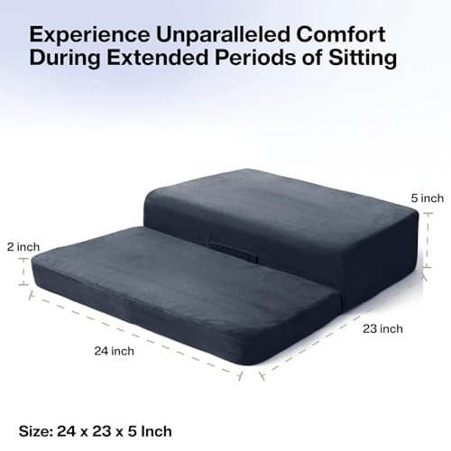 Meditation Cushion - Foldable Portable Large Size Meditation Yoga Block, Light Weight, Easy to Carry with Premium Removable & Washable Velvet Cover (Dark Grey)