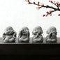 4Pcs Baby Buddha Statue Set, 2 Inch Mini Zen Monk, Sandstone Buddha for Desk Decor, Laughing Buddha for Good Luck, Car Dashboard, Home & Living Room Decor with Blessing Amulet