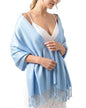 Achillea Lightweight Pashmina Scarf for Women – Soft Silky Shawl Wrap for Evening Dresses, Bridesmaids & Everyday Wear - color: Light Blue