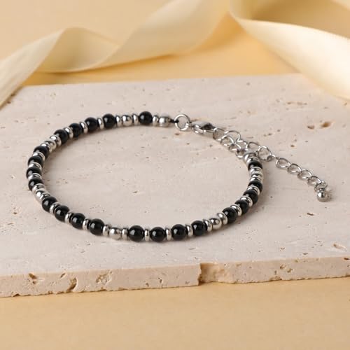 LPBeads Beaded Bracelets for Women Energy Gemstone Charm Jewelry Adjustable Bracelet Gifts for Mom, Daughter, Wife, Friends, Bestie - color: Black Tourmaline