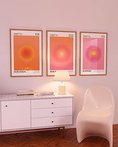 Colorful Angel Number Aura Poster Set of 3 Spiritual Posters Canvas Grainy Gradient Prints Trendy Preppy Wall Art Aesthetic Room Decor Affirmation Inspirational Quotes Wall Art 24x36 Inch Unframed - color: Colorful 123 Art - A, size: 36"L x 24"W, style: U