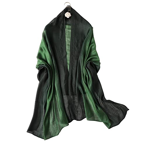 WINCESS.YU Women Gradient Scarf Long Shawls and Wraps Fashion Plain Pashmina Formal Scarf - color: Green Gradient