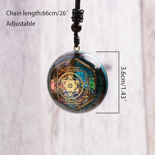 Da Piao Liang Sacred Geometry Orgone Pendant Necklace with Metatron's Cube & Mandala Design - SBB Copper Wire Energy Amulet, Black Adjustable 26-Inch Cord Chain for Spiritual Healing | Sacred Geometry Design, Metatron's Cube , Mandala, Adjustable Cord Cha