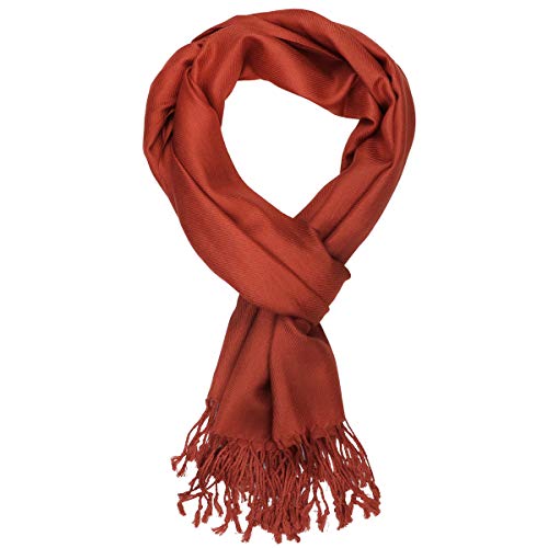 Falari Women's Soft Solid Color Pashmina Shawl Wrap Scarf, for Wedding, Bridesmaid Gifts, Evening Dress - color: Rust
