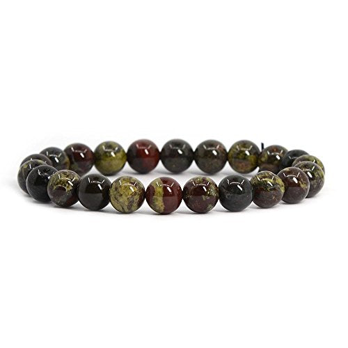 Justinstones Gem Semi Precious Gemstone 8mm Round Beads Stretch Bracelet 7 Inch Unisex - color: Dragon Blood Jasper