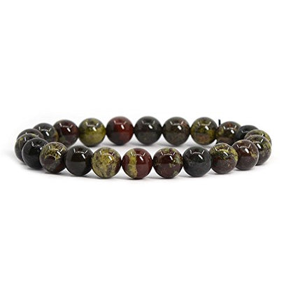 Justinstones Gem Semi Precious Gemstone 8mm Round Beads Stretch Bracelet 7 Inch Unisex - color: Dragon Blood Jasper