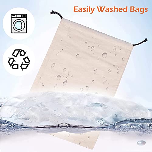 MISSLO Set of 3 Cotton Breathable Dust-proof Drawstring Storage Pouch Bag