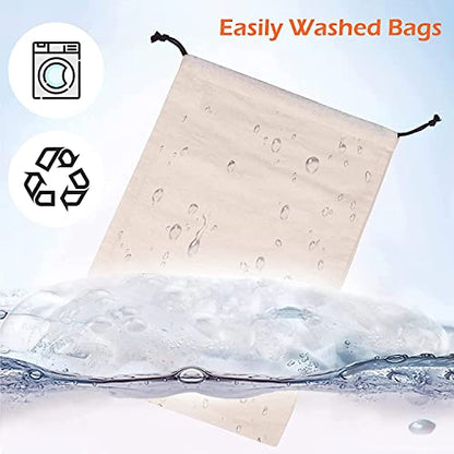 MISSLO Set of 3 Cotton Breathable Dust-proof Drawstring Storage Pouch Bag