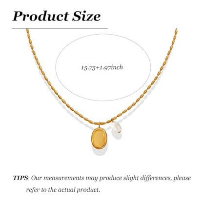 Worry Stone Necklace For Women Gold Silver Thumb Pearl Pendant Fidget Anxiety Relief Statement Jewelry Dainty Simple Meditation Relaxation Stress Relief Gifts - color: A1:gold