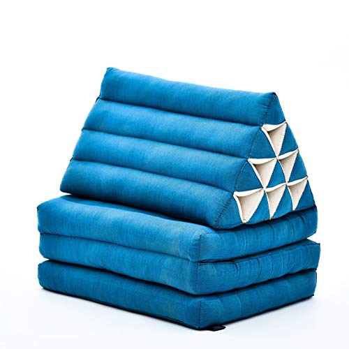 Leewadee 3-Fold Mat with Triangle Cushion – Comfortable TV Pillow, Foldable Mattress with Cushion Made of Eco-Friendly Kapok, 67 x 21 inches, Light Blue - color: Cl22 - Light Blue, size: 3 seating segments