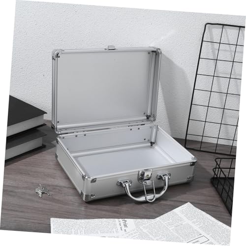 Tofficu Aluminum Alloy Briefcase Lockable Hard Case for Makeup Tool Storage Portable Container with Handle Design for Transport of Valuables