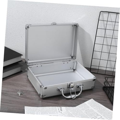 Tofficu Aluminum Alloy Briefcase Lockable Hard Case for Makeup Tool Storage Portable Container with Handle Design for Transport of Valuables